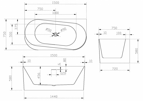 Акриловая ванна ABBER AB9494-1.5 фото 6