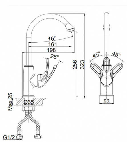 Смеситель для кухни D&K Rhein.Eucharius (DA1372423) высокий песочный фото 2