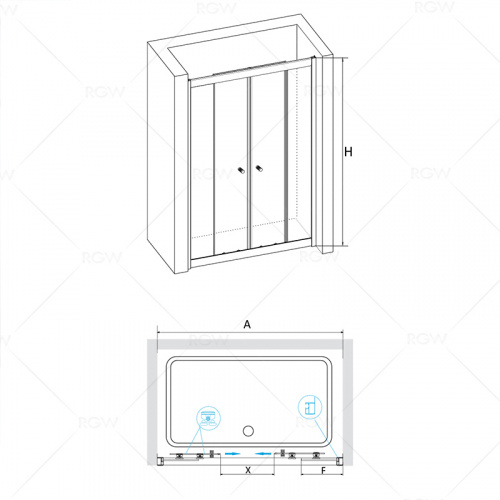 Душевая дверь RGW CL-10 Прозрачное 1200