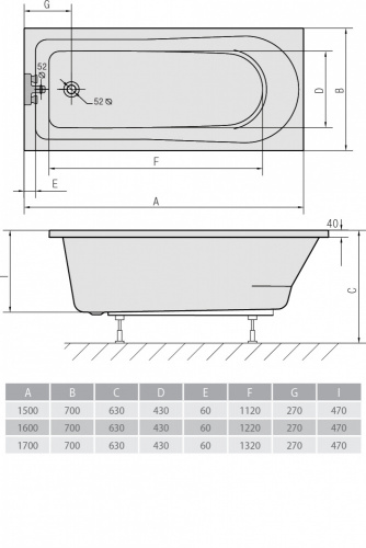 Акриловая ванна ALPEN Lisa 150 фото 3