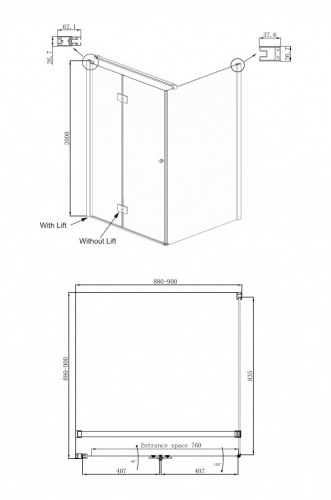 Душевое ограждение Ambassador Diamond 12011105L (900x900x2000), 1 место фото 10