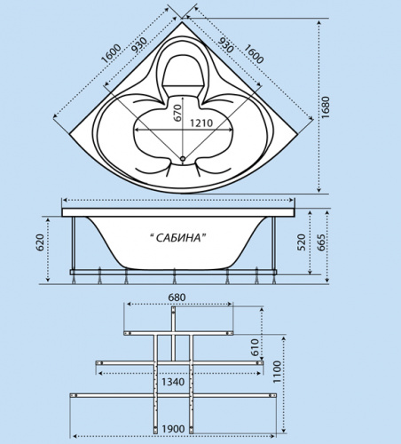 Акриловая ванна Тритон Сабина (160х160) фото 3
