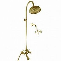 MK559.5/3Z MORAVA RETRO - смеситель для ванной, душевой комплект, головной душ, ЦВЕТ ЗОЛОТО RAV Slezak