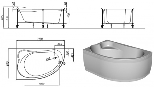 Ванна акриловая Kolpa San Voice 150х95 L/R фото 2
