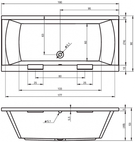 Ванна акриловая Modena 190  фото 2