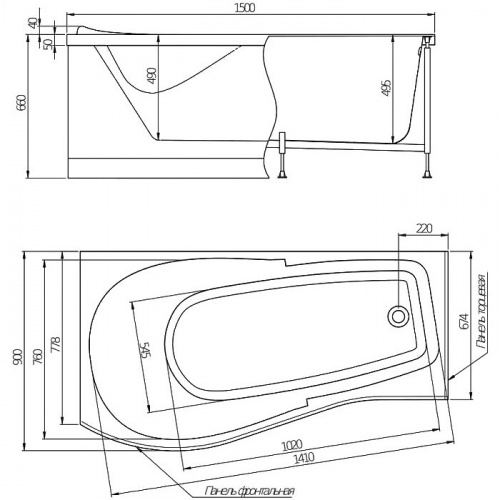 Акриловая ванна Alex Baitler Orta 150х90 правая пустая фото 3