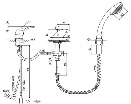 Смеситель на борт ванны ASD Vella-Kit фото 2