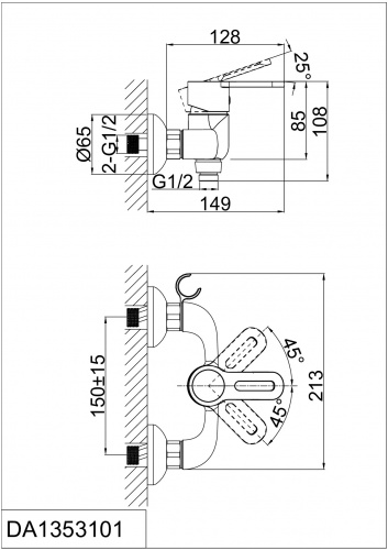Смеситель для душа D&K Rhein Paulinus (DA1353101) фото 2