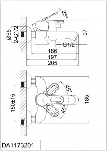 Смеситель для ванны D&K Bayern.Hamburg (DA1173201) фото 2