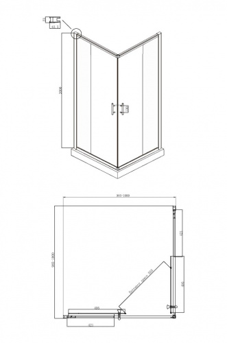 Душевое ограждение Ambassador Kingston 14011103 (1000x1000x2000), 1 место фото 9