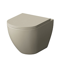 Унитаз Grossman GR-4455BEMS (485*360*375) БЕЖЕВЫЙ МАТОВЫЙ подвесной БЕЗОБОДКОВЫЙ с тонкой крышкой