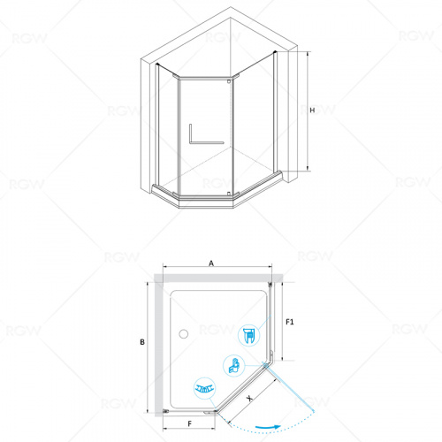 Душевой уголок RGW PA-91 Прозрачное 900x1200 фото 3