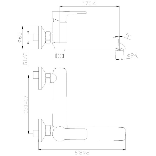 Смеситель для ванны Rossinka W (W35-33) фото 2