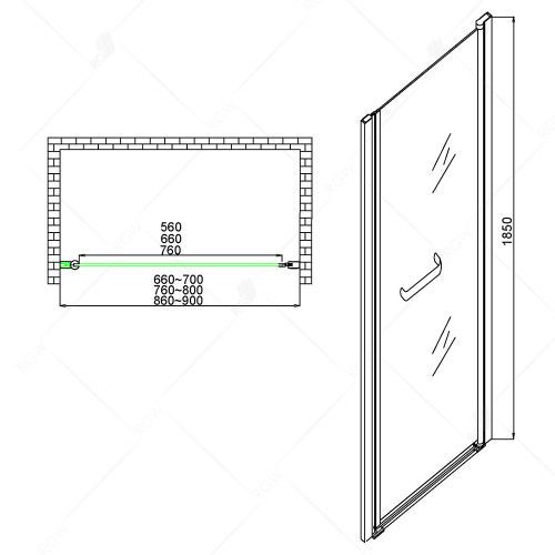 Душевая дверь RGW PA-03 Хром Прозрачное 900 фото 5