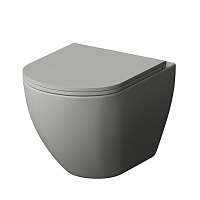 Унитаз Grossman GR-4455GMS (490*370*360) СЕРЫЙ МАТОВЫЙ подвесной БЕЗОБОДКОВЫЙ  с тонкой крышкой