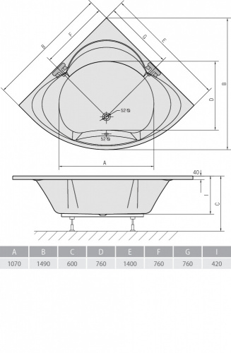 Акриловая ванна ALPEN Alexandra 140 фото 3