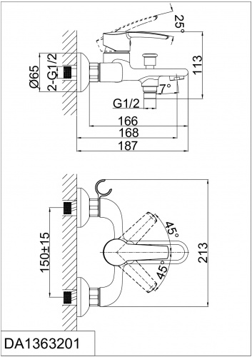 Смеситель для ванны D&K Rhein Valerius (DA1363201) фото 2