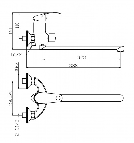 Смеситель для ванны/душа Agger Glad A1521100 фото 2