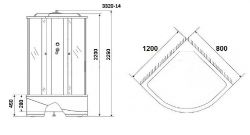 Душевая кабина Niagara NG-3320-14L (1200х800х2150) высокий поддон(40см) стекло МАТОВОЕ 4 места фото 3