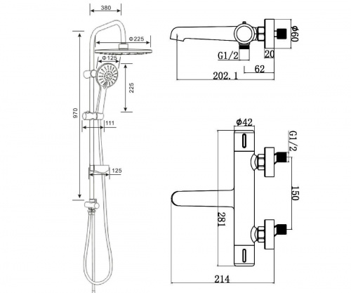 Душевая система Agger Thermo A2493500 термостат с изливом, хром фото 9