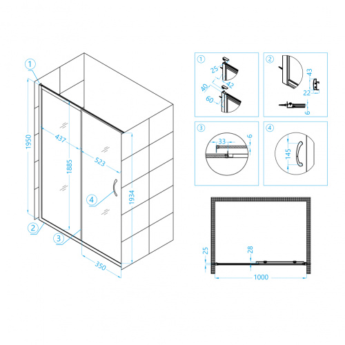 Душевая дверь RGW PA-12 Прозрачное 1000 фото 4