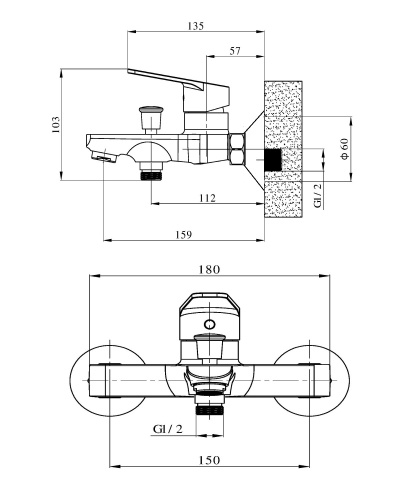 Orange FELIX M14-100cr Смеситель для ванны/душа фото 2