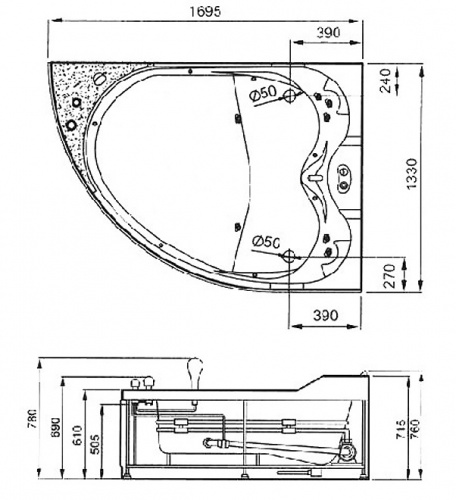 Акриловая ванна Gemy G9086 B R фото 4