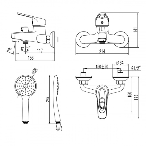 Смеситель для ванны Lemark Luna (LM4134C) фото 4