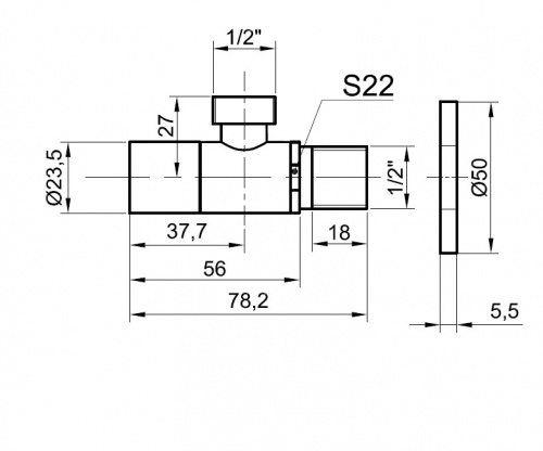 Вентиль для подвода воды Bronze de Luxe (32626) фото 2