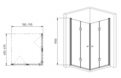 Душевой уголок Gemy Dutch Windmill S37193B-S37193A фото 4