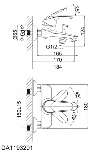 Смеситель для ванны D&K Bayern.Passau (DA1193201) фото 2