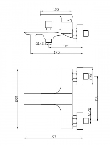 Смеситель для ванны/душа Orange Lutz M04-100cr фото 2