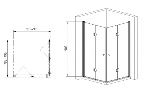 Душевой уголок Gemy Dutch Windmill S37193D-S37193B фото 2