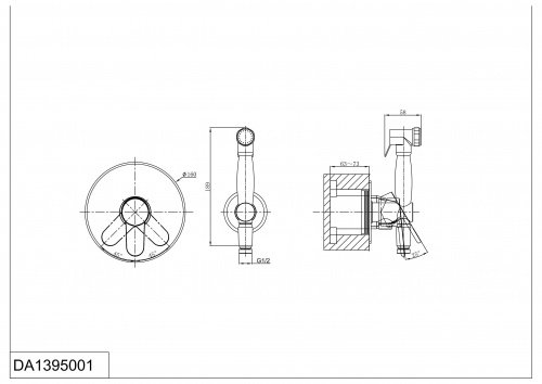 Смеситель с гигиеническим душем встраиваемый D&K Rhein Marx (DA1395001) фото 2