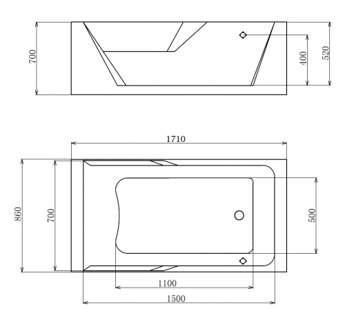 Акриловая ванна Gemy G9066 II O R фото 7