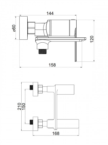 Orange BERNI M09-100cr Смеситель для ванны/душа фото 2