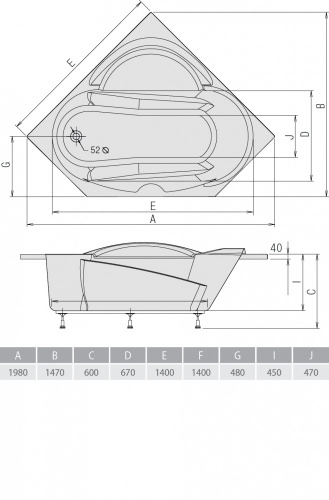 Акриловая ванна ALPEN Lidie 140 фото 2
