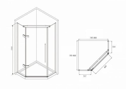 Душевой уголок ABBER Ewiges Wasser AG05080B фото 7