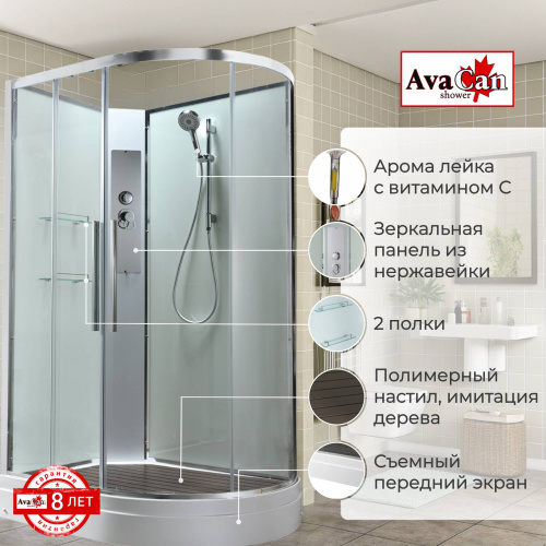 Душевая кабина AvaCan EM2811LNT без крыши прозрачная фото 2