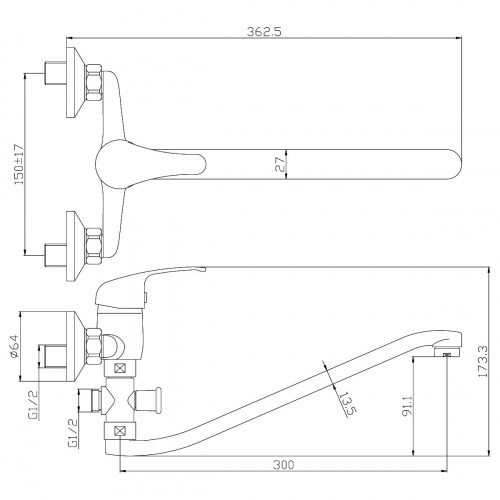 Смеситель для ванны Rossinka Y (Y35-35) фото 2
