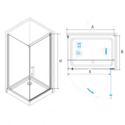Душевой уголок RGW PA-33 Прозрачное 900x900