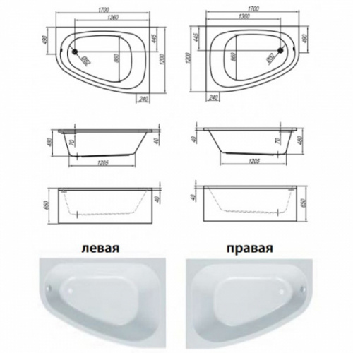 Ванна акриловая Kolpa San Chad 170х120 L/R фото 3