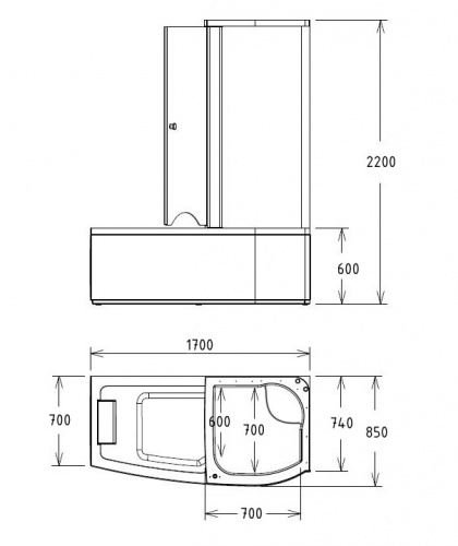 Акриловая ванна Gemy G8040 C R фото 5
