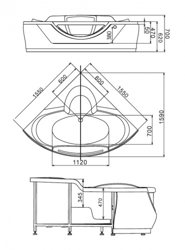 Акриловая ванна Gemy G9025 II O фото 5