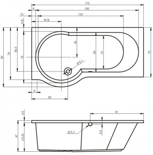 Ванна акриловая Dorado Right фото 2 Ванна акриловая Dorado Right фото 2