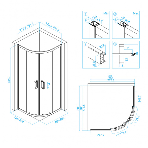 Душевой уголок RGW CL-54B Прозрачное 800x800 фото 7