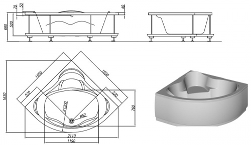 Ванна акриловая Kolpa San Loco 150х150 фото 2