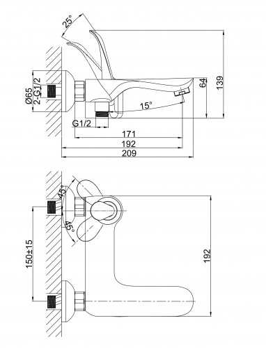 Смеситель для ванны D&K Venice Baciano (DA1033256) фото 5