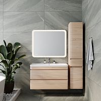 Тумба подвесная STYLE LINE "Атлантика 100", Люкс ясень перламутр, PLUS с раковиной Атлантика 100