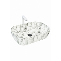 Раковина накладная (мрамор белая с серым) WeltWasser WW SK ELBACH 2143P M805  (610х400х145)